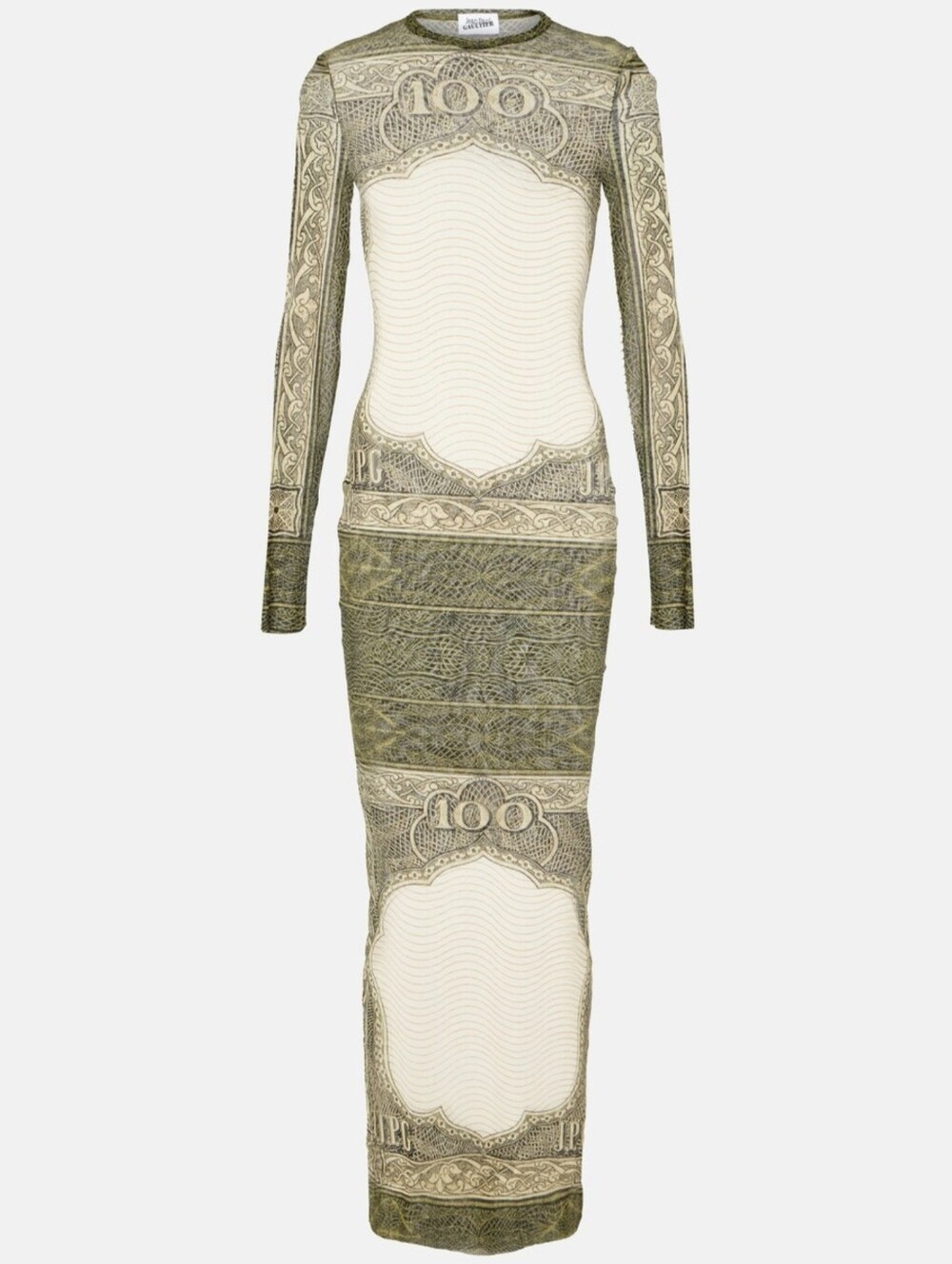 JEAN PAUL GAULTIER Green & Off-White 'The Cartouche' Maxi Dress XXS NWT